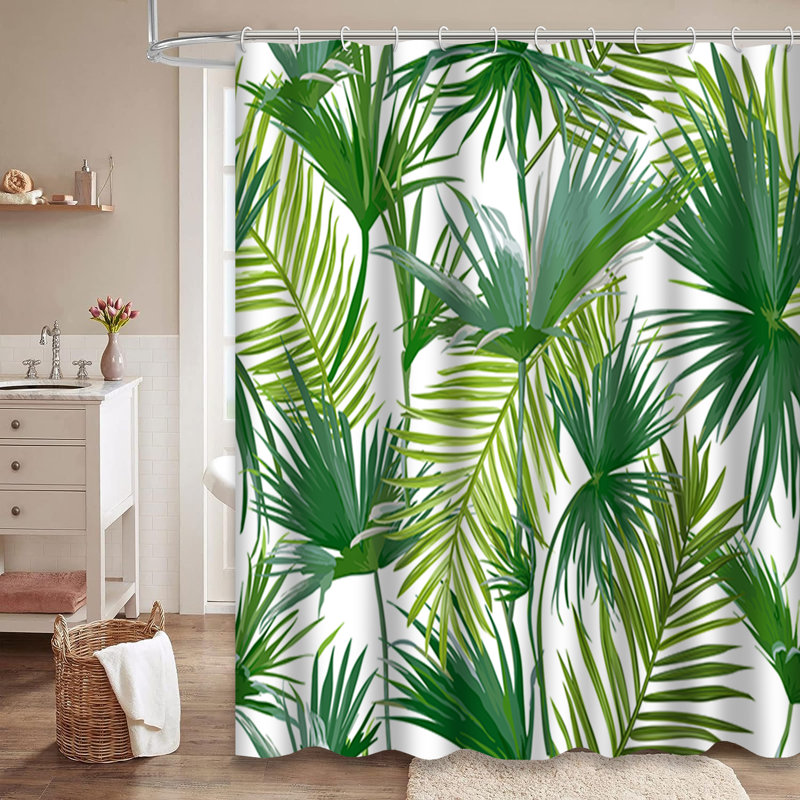 Rideau de douche tropical à 12 crochets Aloha, L 72 po x l 78 po