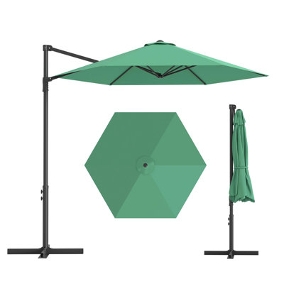 Parasol extérieur en porte-à-faux 9 pi résistant aux rayons UV 9 pi | Grand porte-à-faux avec abat-jour ventilé pour terrasse, cour et bord de piscine
"