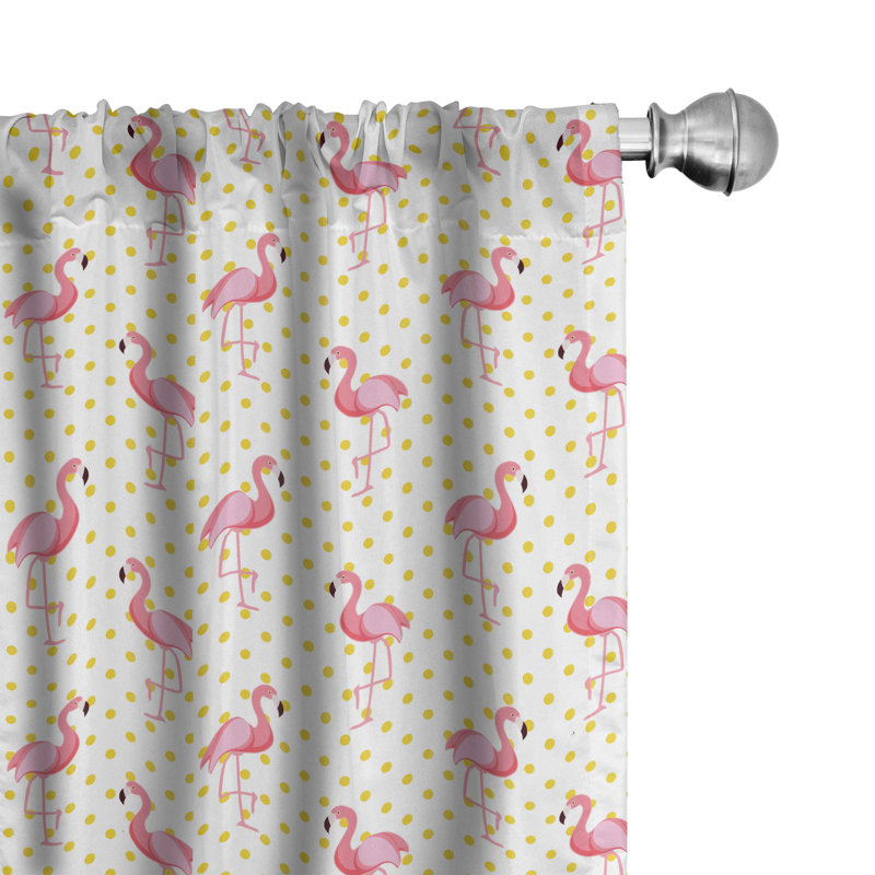 Flamingo Semi-Sheer Rod Pocket Curtain Panels, 28" x 84"