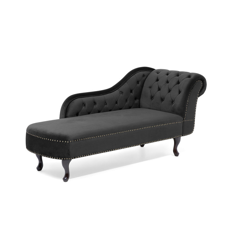 Jeb Velvet Chaise Lounge, Right Hand Facing, Black