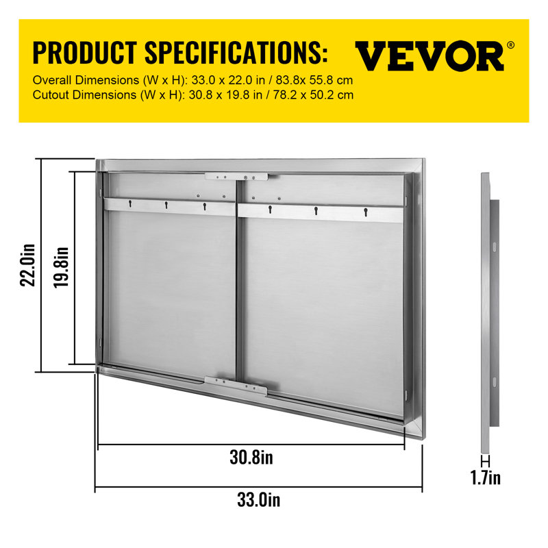 Stainless Steel Double Access BBQ Door with Handles
