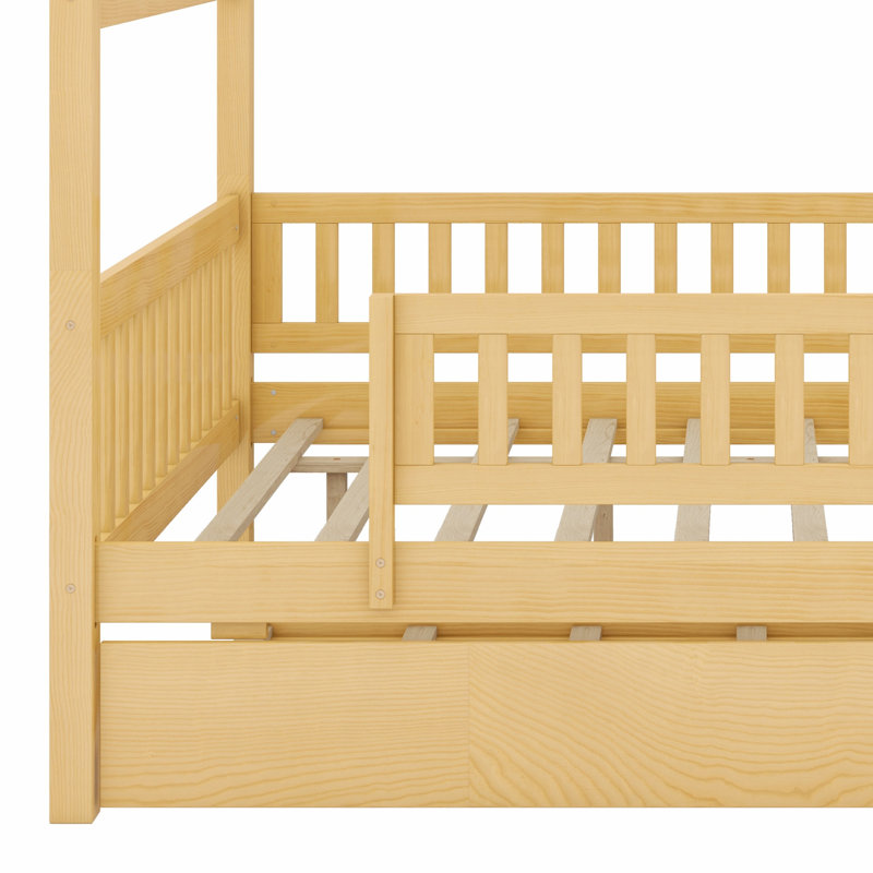 Lit en bois avec couchette, Naturel
