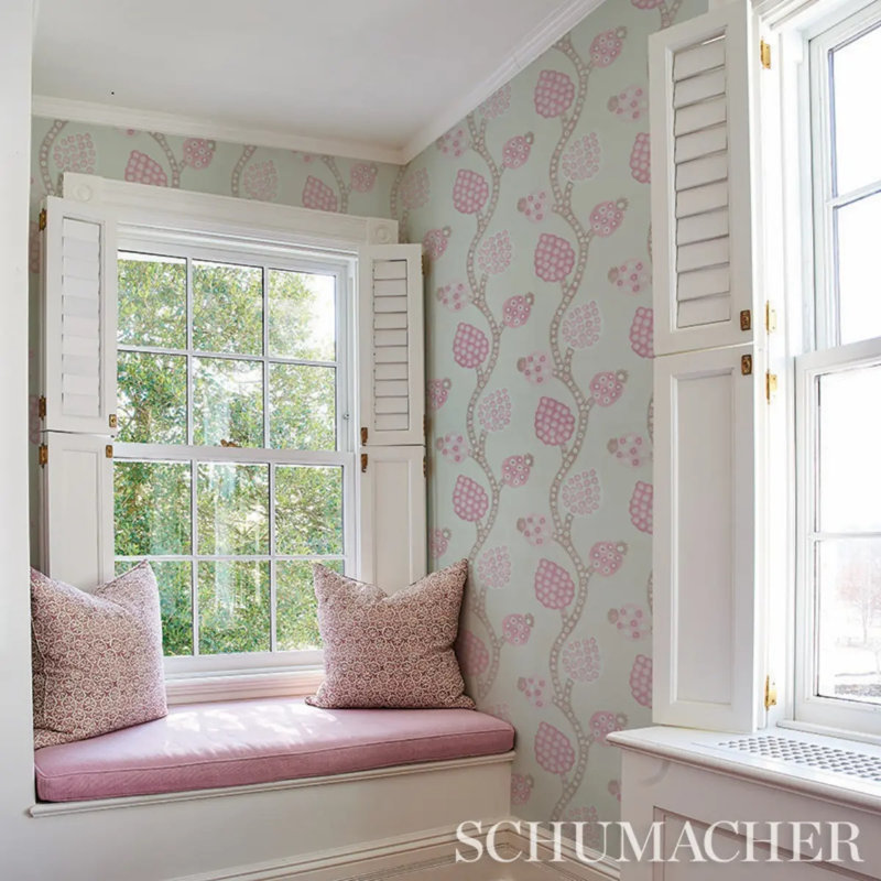 Annabel Warp Print Wallpaper, Rose