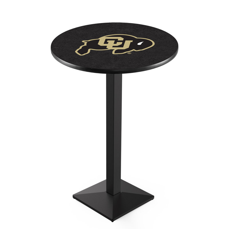 Round Metal Base Dining Table, Black Wrinkle, University of Colorado
