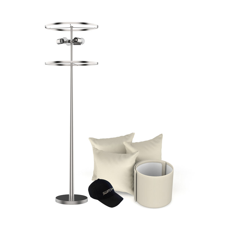 61'' Brushed Nickel Traditional Floor Lamp, Cream