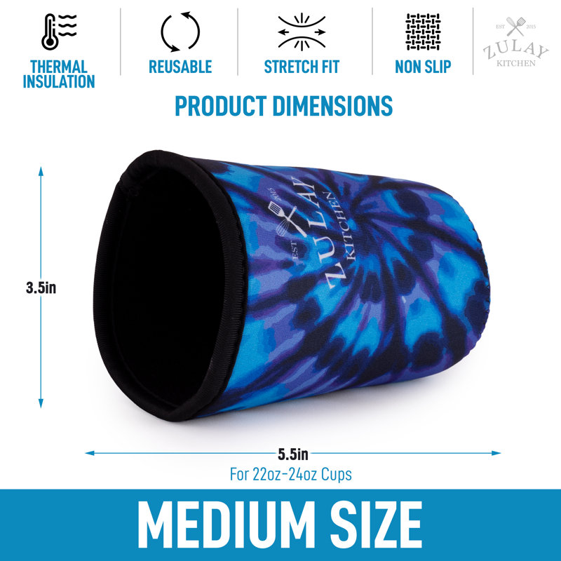Zulay Kitchen Medium Reusable Iced Coffee Sleeve, Blue