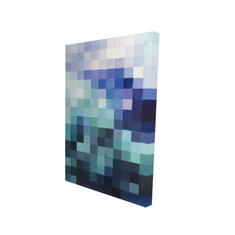 Pixelized Landscape - Toile de chambre à coucher moderne pour la décoration intérieure, H 36 po x l 24 po