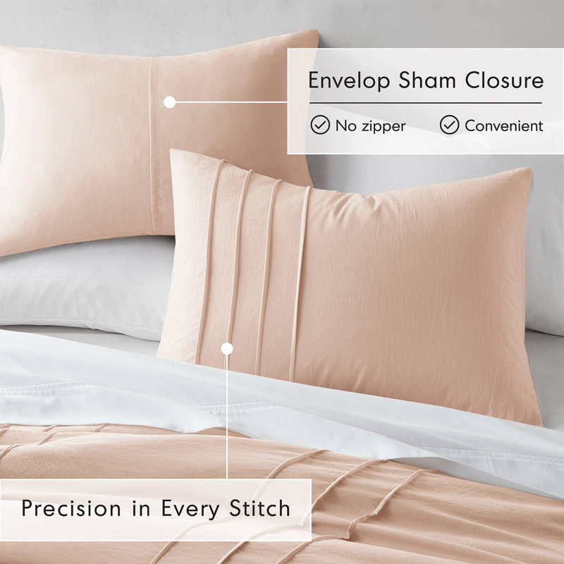 Porter Textured Duvet Cover Bedding Set, King Duvet Cover + 2 King Shams, Blush