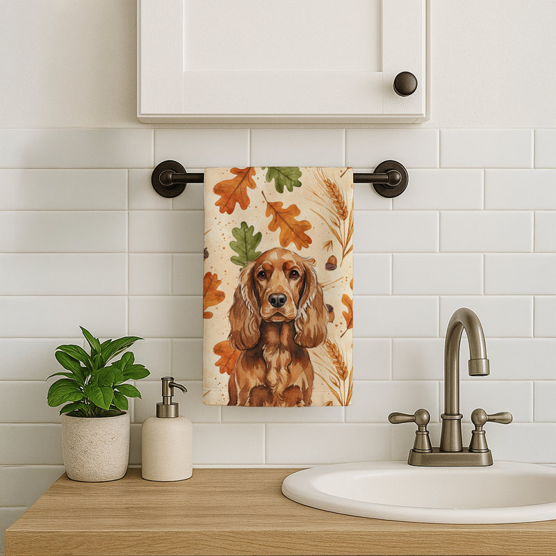 Serviette de cuisine tricolore Sheltie, Épagneul cocker anglais rouge