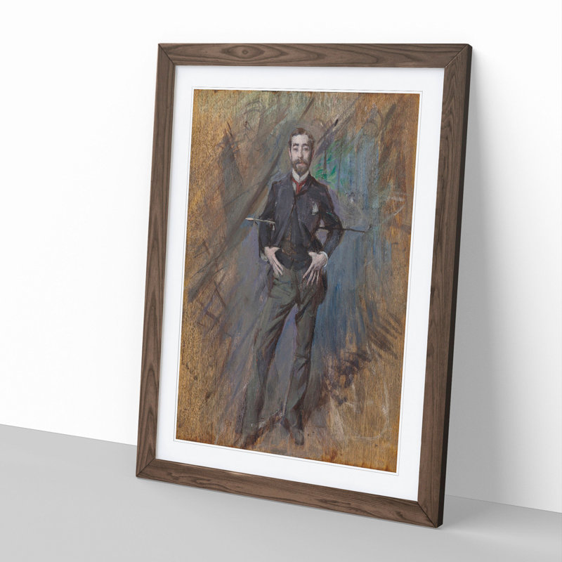 Portrait of John Singer Sargent by Giovanni Boldini - Picture Frame Painting, 65cm H x 48cm W x 2cm D, Walnut Framed