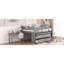 Lit mezzanine en bois massif gris avec bureau fonctionnel - Améliorez votre espace de vie avec les tablettes latérales et travaillez pour créer une chambre à coucher-1142042751-1142042736