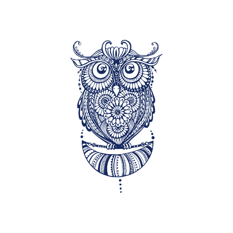 Décalcomanie murale hibou Shelia, Bleu marine