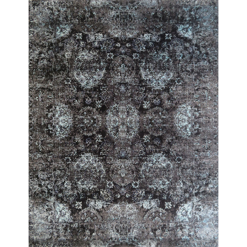 Oriental Area Rug in Silver, Rectangle 9' x 12'