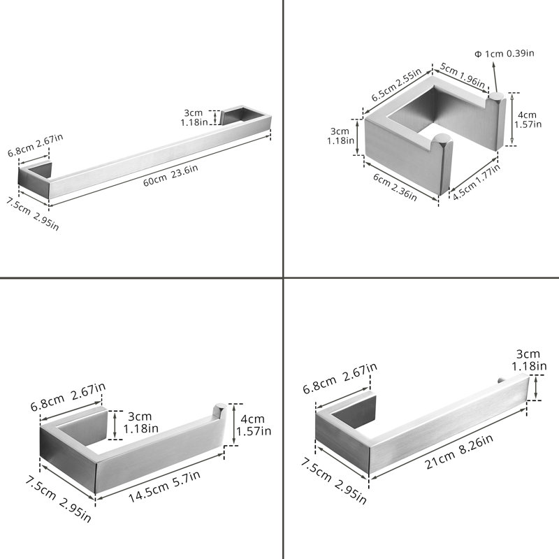 Topcraft Brushed Nickel Stainless Steel Bathroom Accessories 5-Piece Set