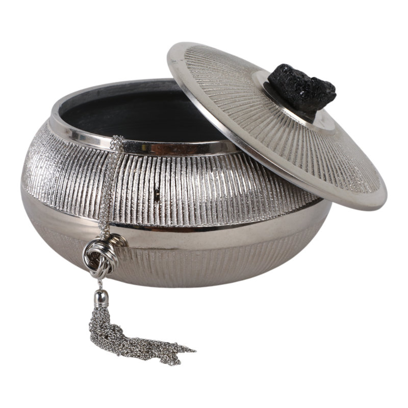 Boîte décorative en métal avec accent de pierre d'agate sur couvercle - boîte de rangement moderne pour bijoux et souvenirs - boîtes de rangement élégantes parfaites pour la décoration intérieure