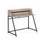 Bureau d'ordinateur contemporain avec tablette à huche et gestion des câbles, panneau de particules beige neutre et acier noir, 47 pouces