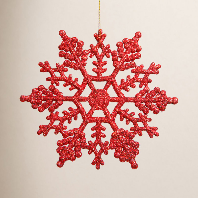 Ornement flocon de neige scintillant, Rouge
