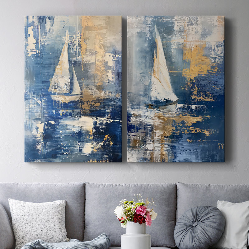 NAUTICAL Series CXC - Toile tendue avec châssis de qualité supérieure - Prêt à être accroché, H 36 po x l 48 po