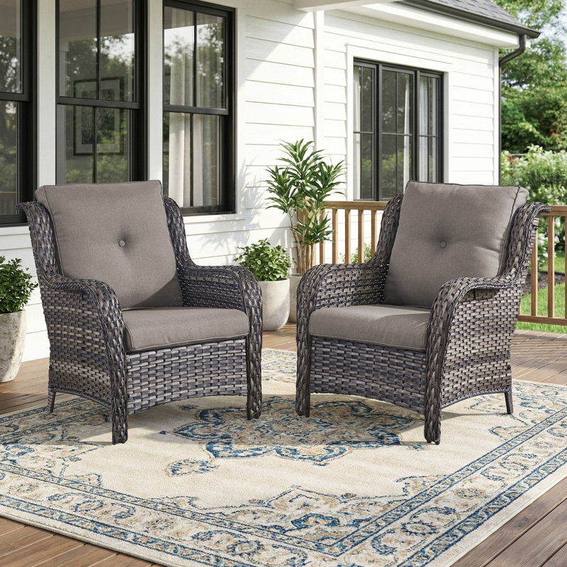 Chaise de patio avec coussins Carolina, Gris, Gris