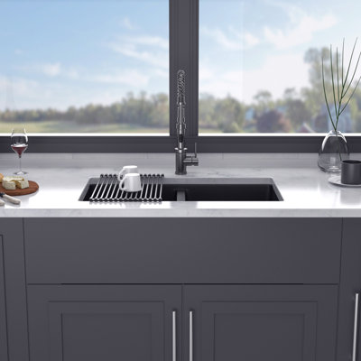 Évier de cuisine encastré en quartz / granite à double cuves 33 "x 19"