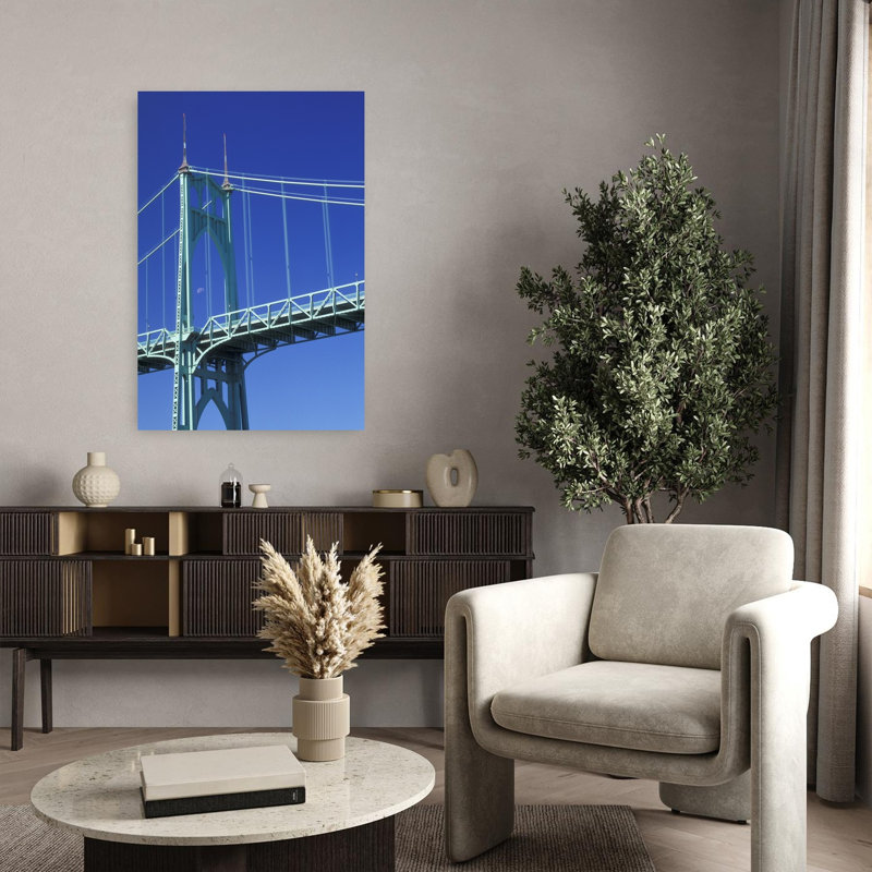 St Johns Bridge Cathedral Park Portland Oregon Classic Gothic Retro Architecture City Wall Art, H 36 po x l 24 po