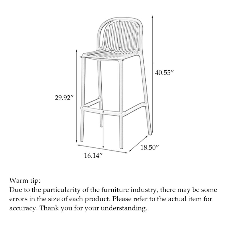Modern And Simple Stackable Plastic High-Legged Backrest Bar Stools, Red