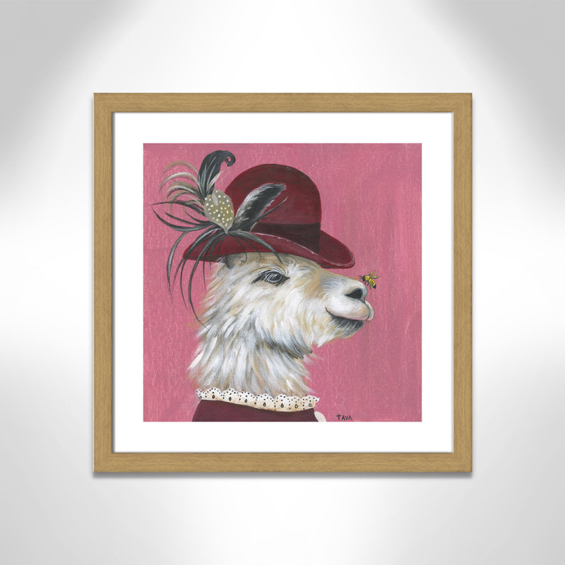 Art sur toile llama, H 24,5 po x l 24,5 po x P 0,625 po, Cadre en chêne