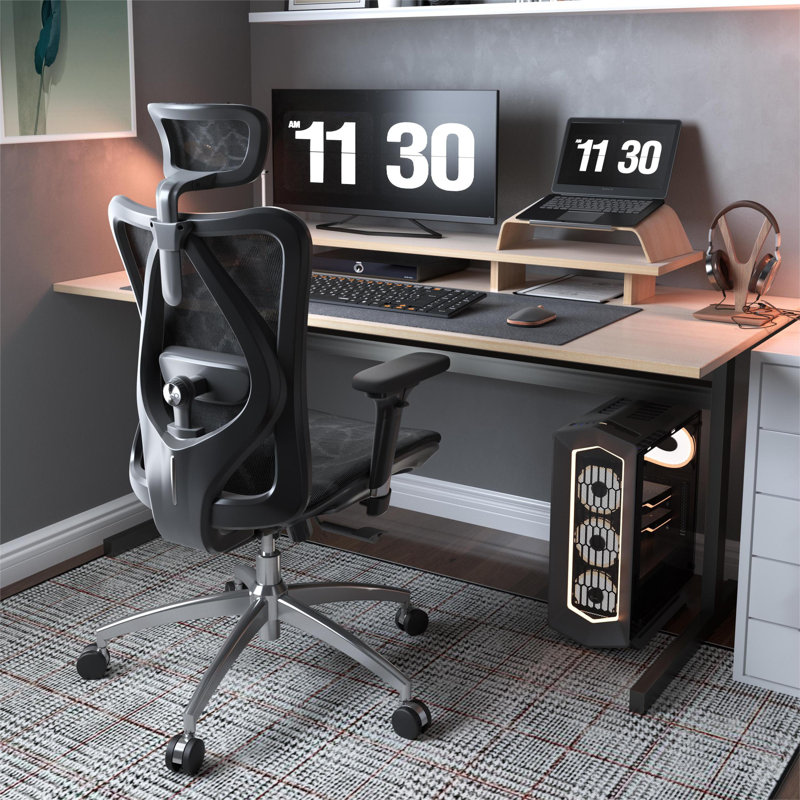 High Back Ergonomic Mesh Task Chair Big and Tall Reclining Comfy Home Office Chair for 300lbs, Black
