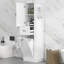 Grande armoire de rangement moderne avec compartiment inclinable et tablettes réglables, rangement latéral à gauche et à droite-1081955034
