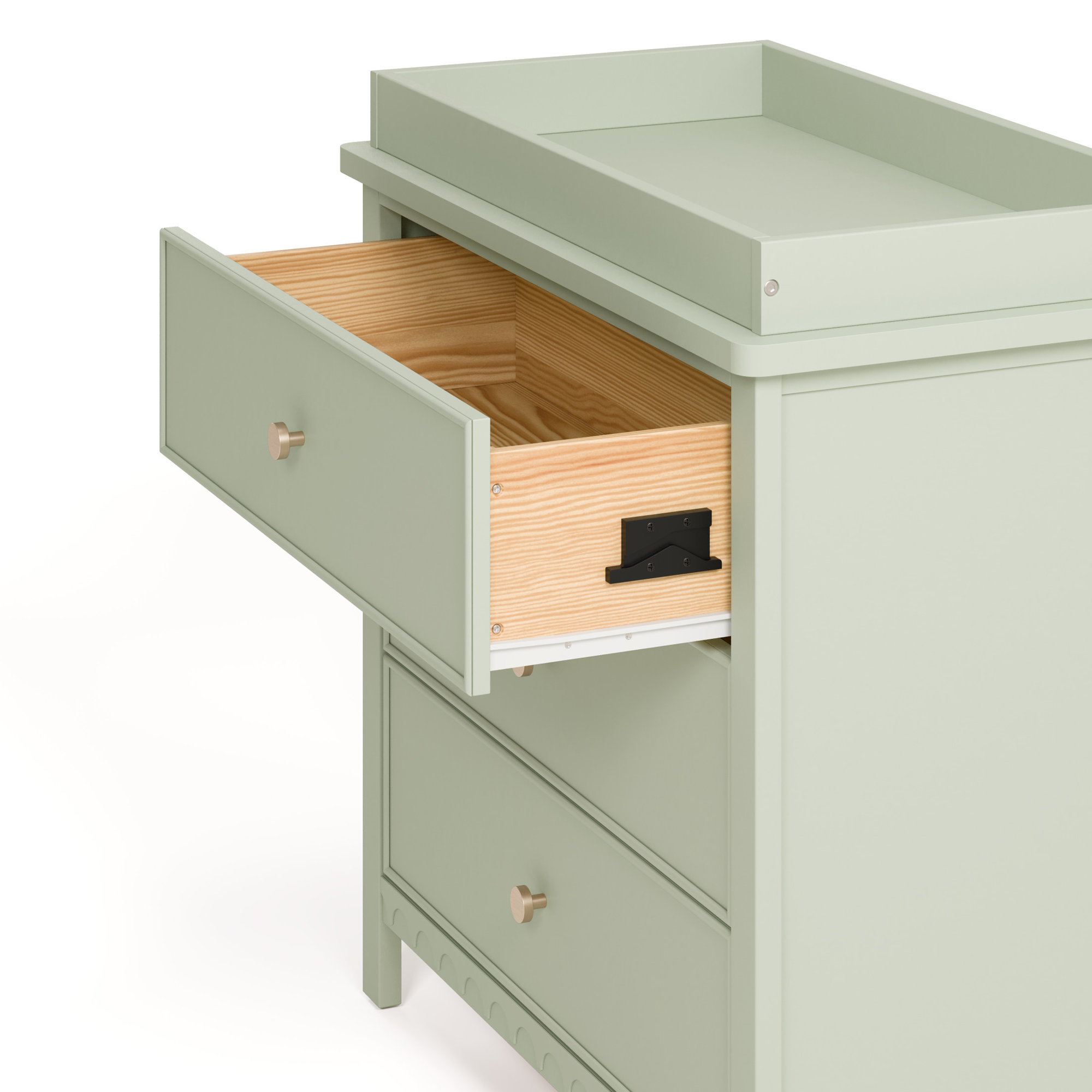 Sasha 3 Drawer Chest With Changing Topper, Sage