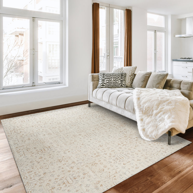 Tapis d'intérieur ivoire en polyester crème ivoire Kimmswick Joeri, Tapis de couloir 2 pi 2 po x 6 pi