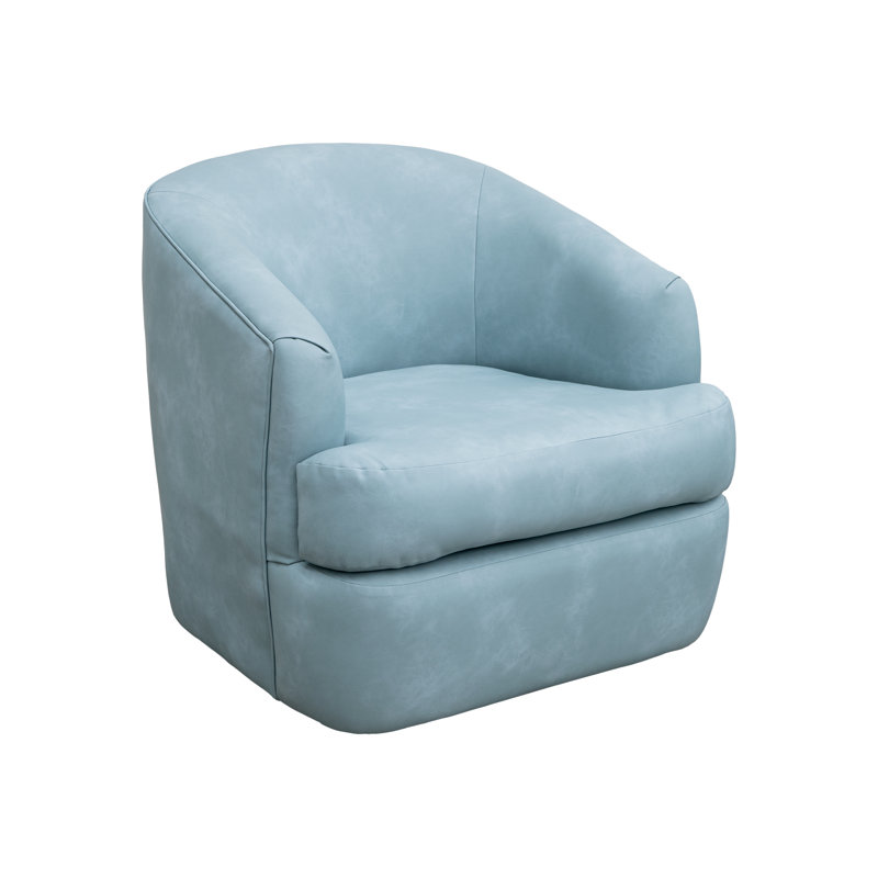 Fauteuil d'appoint pivotant Lessy, mousse moelleuse douce, métal, Similicuir bleu clair