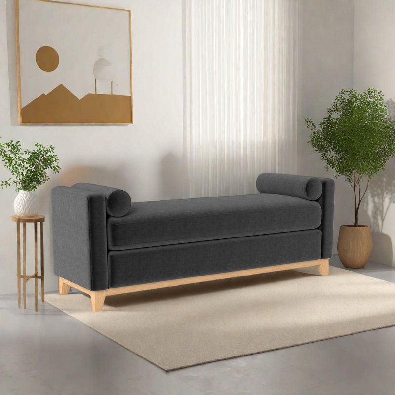 Banc rembourré Sherpa, Noir