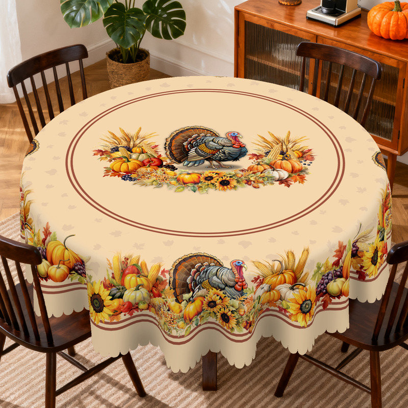 Nappe en polyester lavable à la machine avec un design rustique avec des motifs d'écureuil