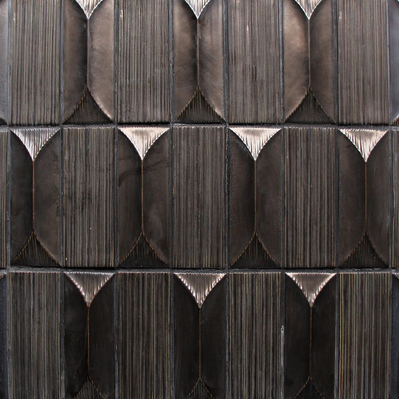 Carrelage mural mosaïque en bronze à motif abstrait 3D 12 1/2 po x 16 po (1,39 pi2 / pièce), Brun