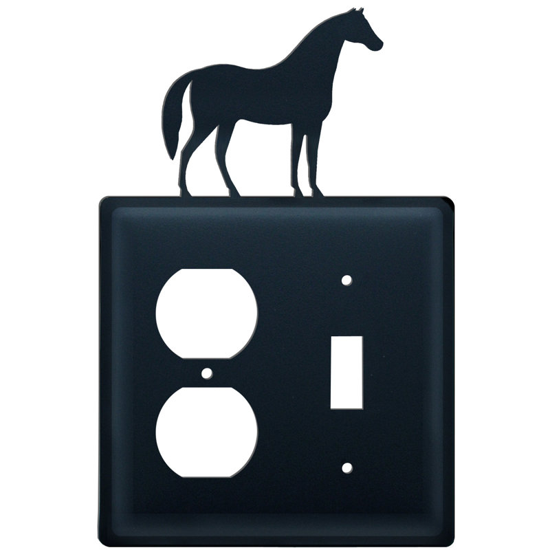 Horse 2-Gang Duplex Outlet / Toggle Light Switch Combination Wall Plate