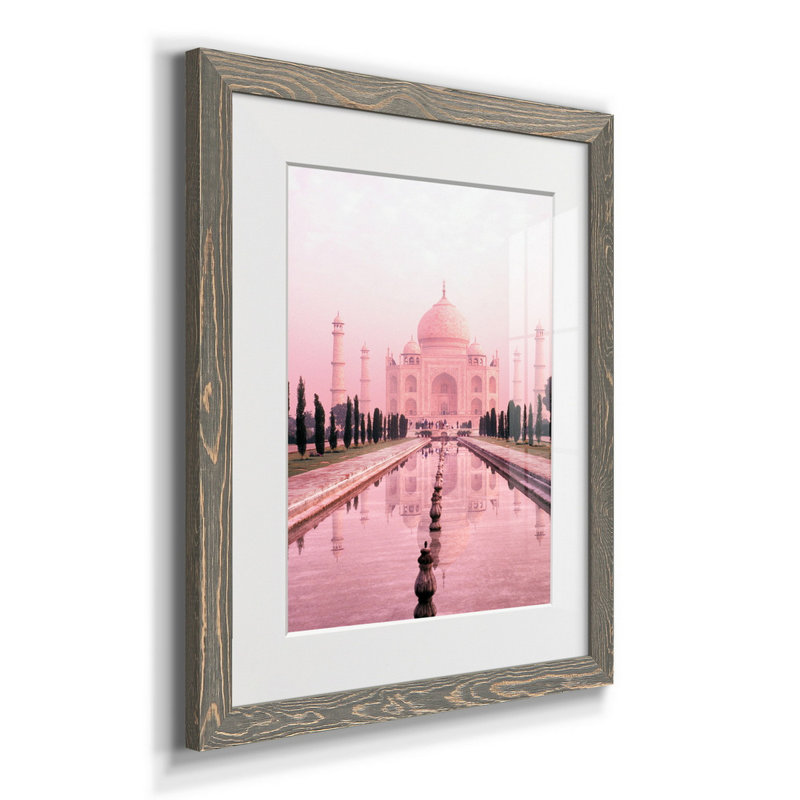 Taj Mahal en rose clair - reproduction de cadre photo, H 24 po x l 18 po x P 1,5 po, Gris