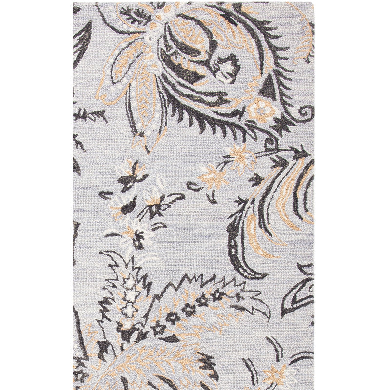 Tapis floral en laine touffeté à la main 0,8 po Bochov, Rectangle 4 pi x 6 pi