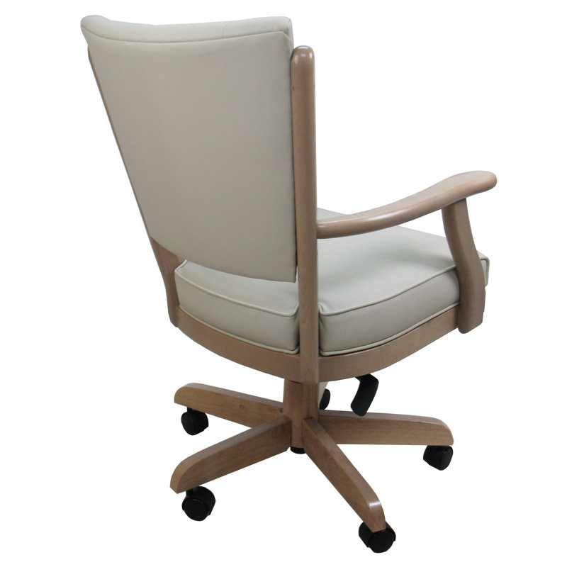 Fauteuil de roulette pivotant Classic, Vinyle beige océan, Blanc délavé, Blanc délavé