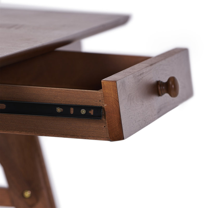 Wood Desk With Drawers (Not Include Stools)