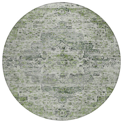 Machine Washable Indoor/Outdoor Xhevrie Aloe Rug