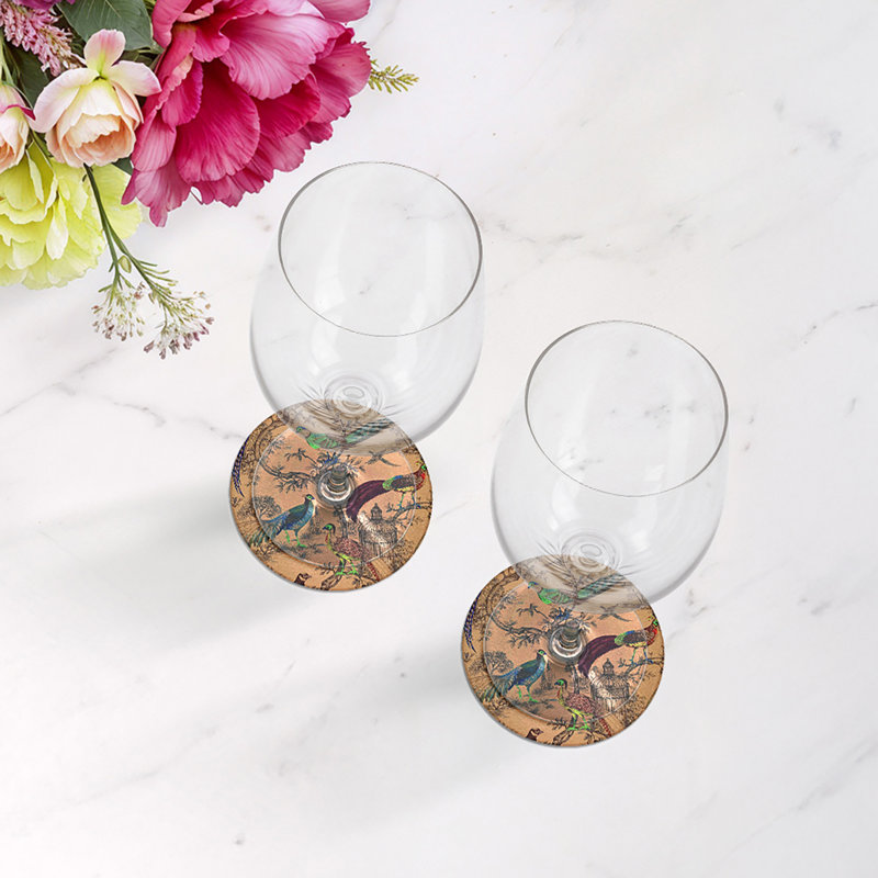 Sous-verres ronds en cuir végétal, Moutarde