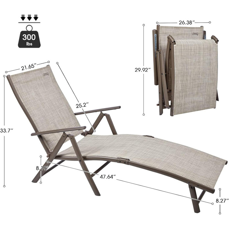 Chaise de plage Nicoy, Brun, Beige