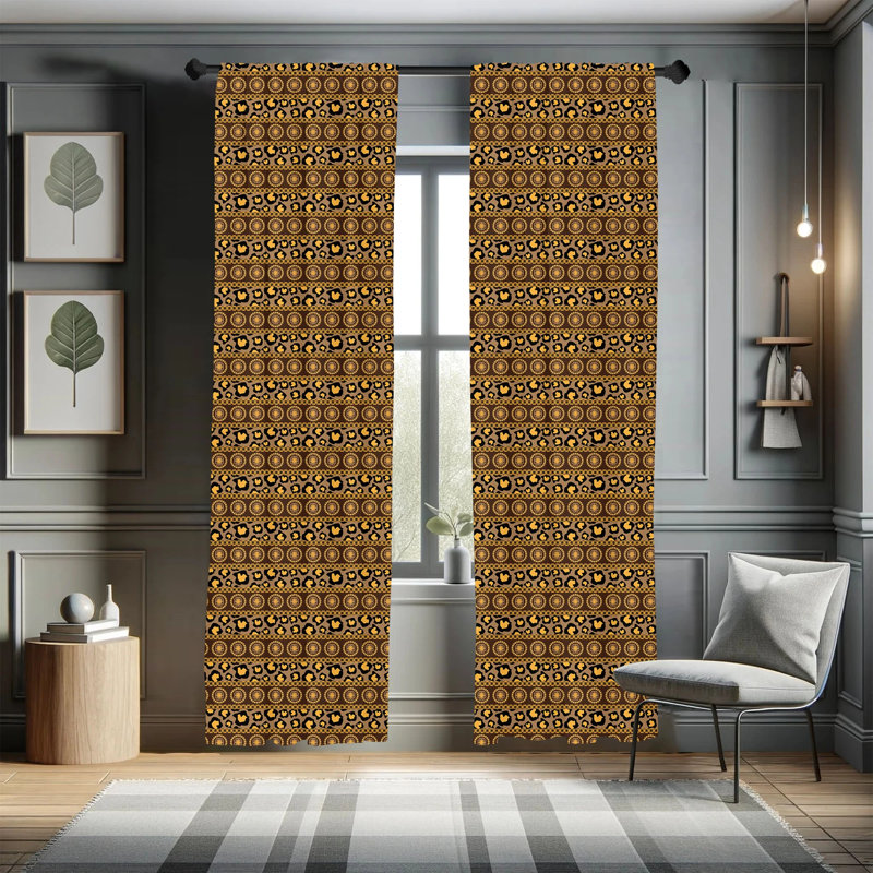 African Striped Semi-Sheer Rod Pocket Sliding Panel, 28" x 84"