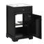 Meuble-lavabo noir de 50 cm avec lavabo, fini peint, tablette de rangement et poignée ronde. Porte d'armoire de 50 cm avec tablette réglable.