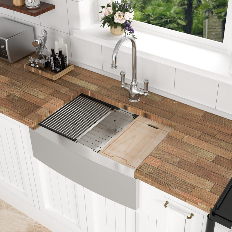 36 Farmhouse Sink Workstation - 36*21*9 Inch Kitchen Sink Stainless Steel 16 Gauge Apron Front Kitchen Sink
