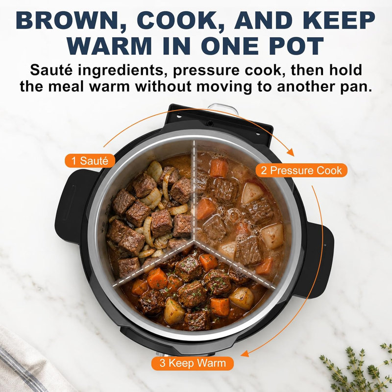 6Qt Silver Electric Pressure Cooker, 24 Cooking Programs, Touch & Dial Control, Multi-Function Smart Cooker