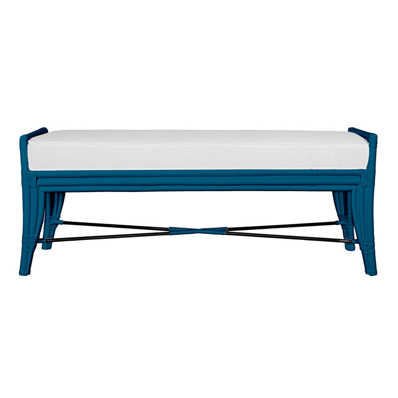 Malacca Upholstered Bench, Surf Blue