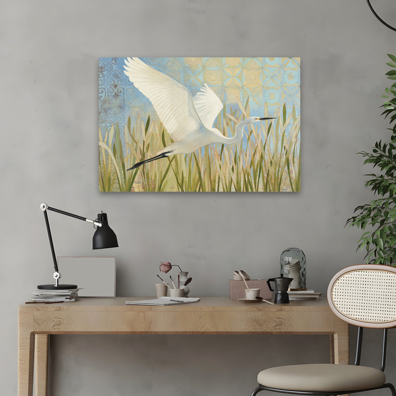 Aigrette contemporaine en vol V2, H 24 po x l 16 po