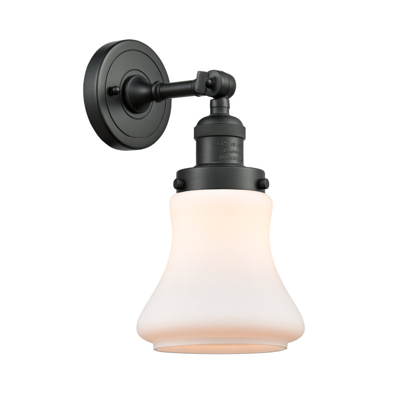 Edda Dimmable Bath Sconce, 6 Watt Vinage LED Bulb, Matte Black, Matte White